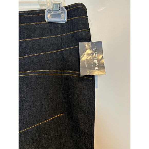 Vintage Y2K Denim Maxi Skirt Lace Up Asymmetrical Grunge Size 6 Dark Wash New - Picture 4 of 7